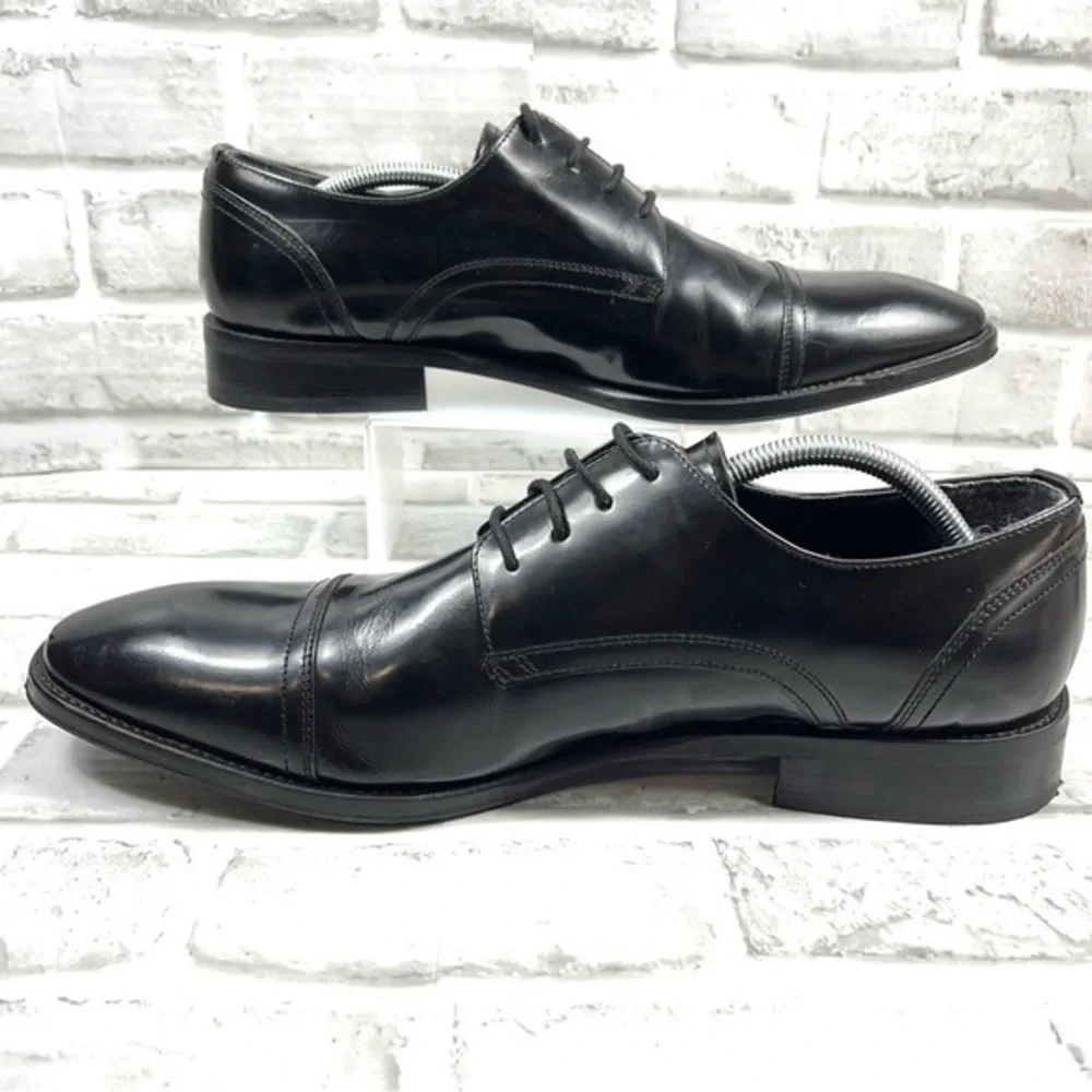 Kenneth Cole All Gathered ED Men’s Size 11.5 Black Leather Captoe Oxford Shoes